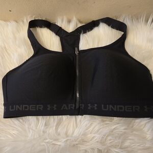 Under Armour Zip-Front Black Sports Bra Size 38C